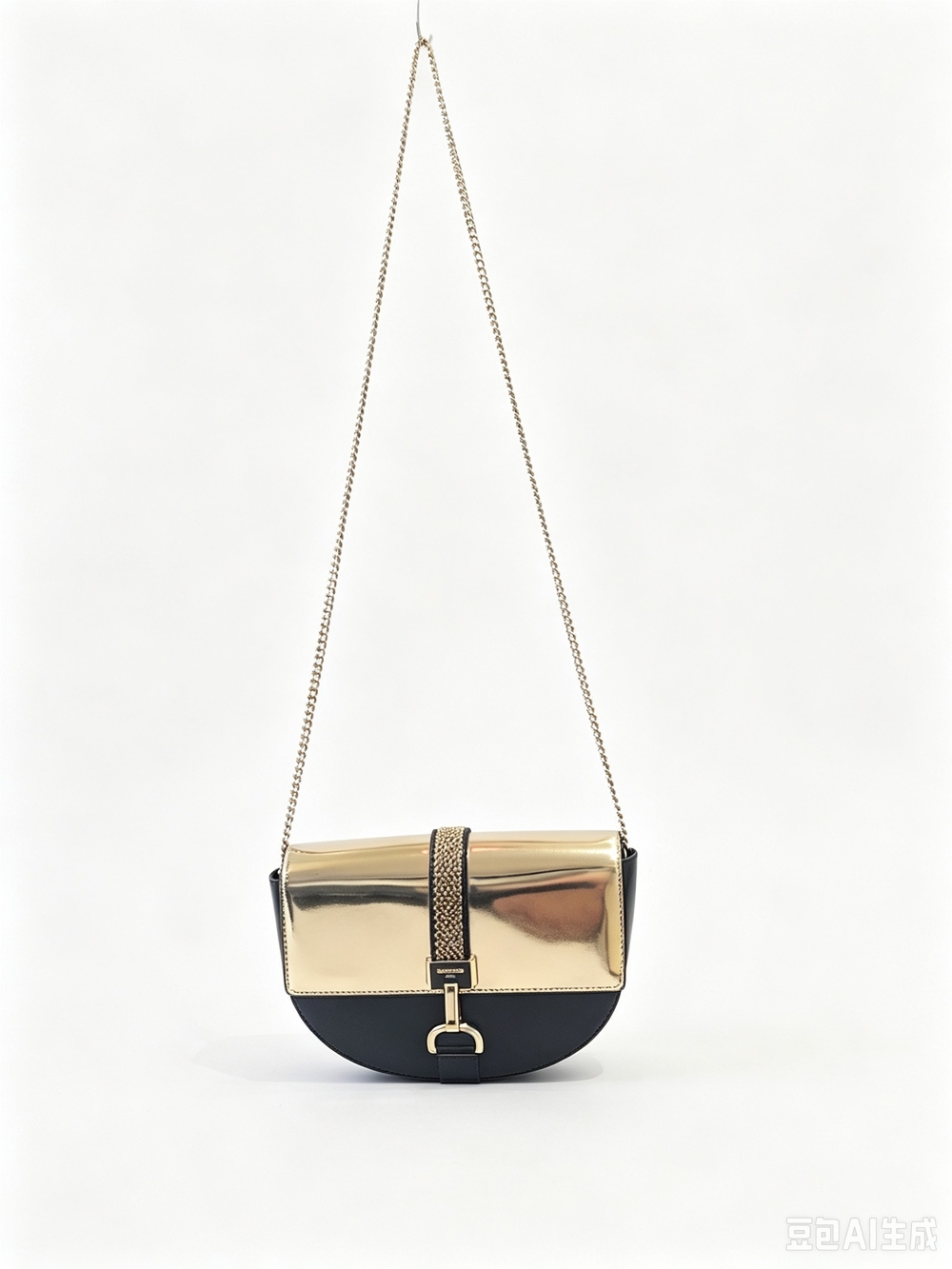 Lanvin Gold and Black Chain Shoulder Bag